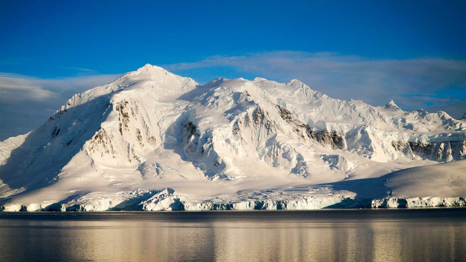 Snow capped mountains in Antarctica.